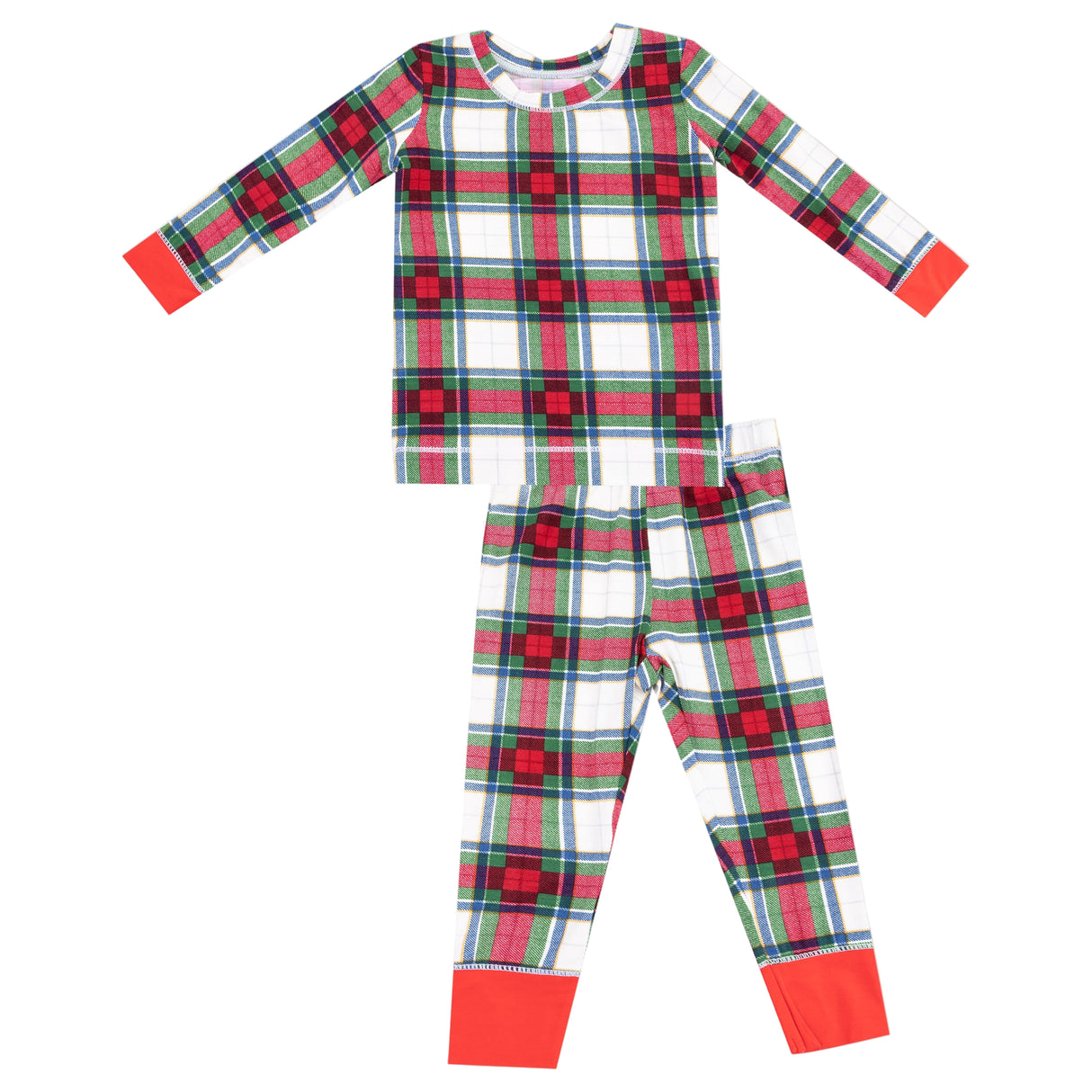Long Sleeve Loungewear Set - Holiday Plaid - HoneyBug 