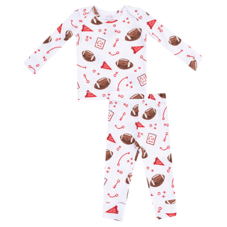 Long Sleeve Loungewear Set - Touchdown Time Red - HoneyBug 