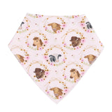 Farm Animals Floral Cameos Pink - Bandana Bib