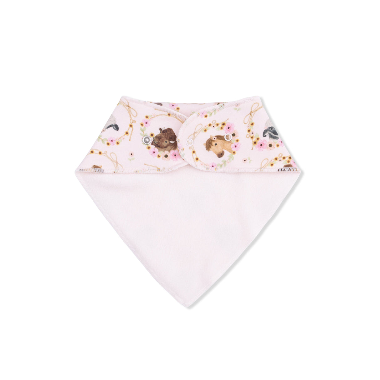 Farm Animals Floral Cameos Pink - Bandana Bib