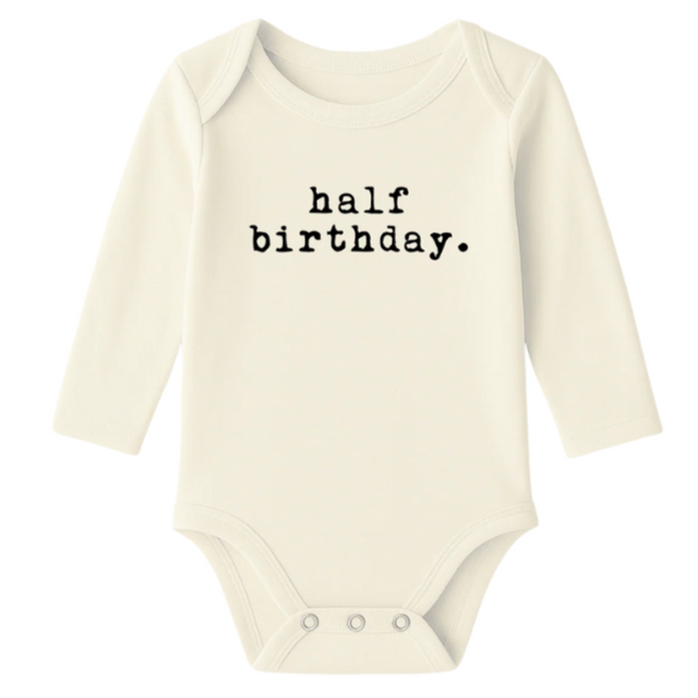 Half Birthday Organic Cotton Baby Bodysuit Long Sleeve - HoneyBug 