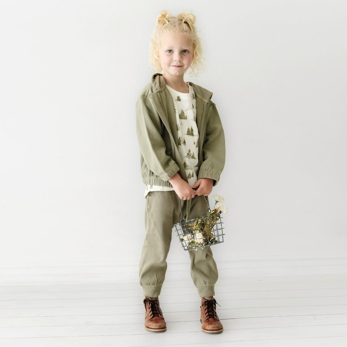 Organic Baby Toddler Hooded Jacket - Olive - HoneyBug 