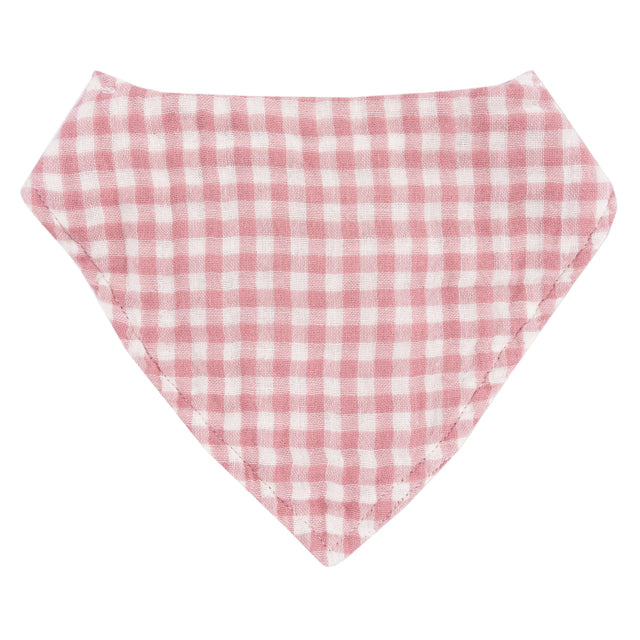 Bandana Bib - Rose Pink Plaid - HoneyBug 