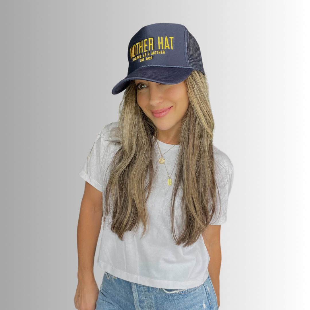 Mother Hat - Embroidered Trucker Hat - Navy - HoneyBug 