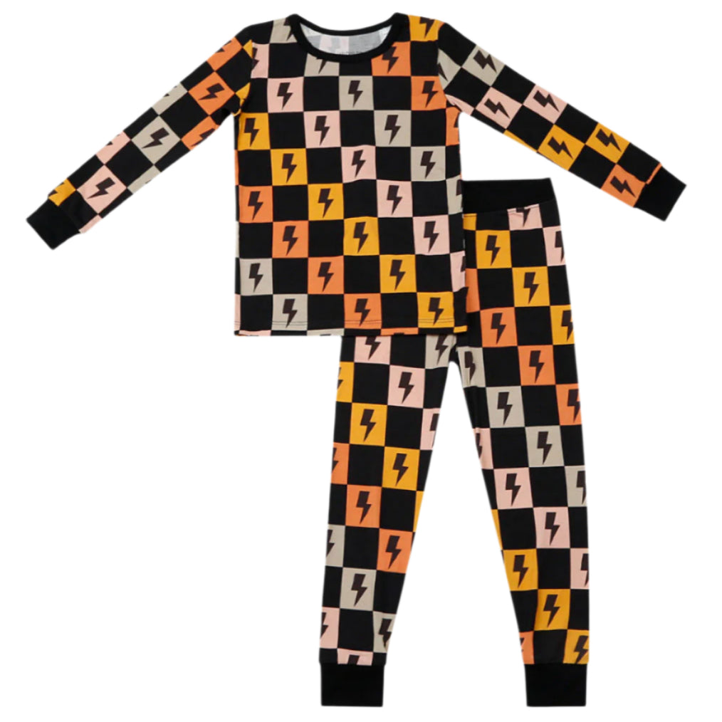 Bamboo Two Piece Set | Colorful Checks & Bolts - HoneyBug 