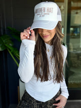 Mother Hat - Embroidered Trucker Hat - White - HoneyBug 
