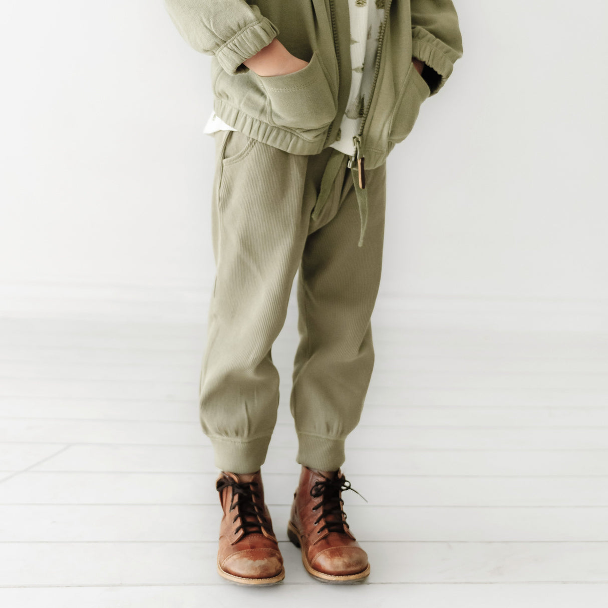 Organic Baby Toddler Hooded Jacket - Olive - HoneyBug 