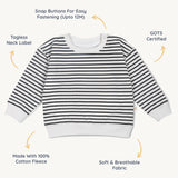 Organic Fleece Sweatshirt - Black Stripes - HoneyBug 