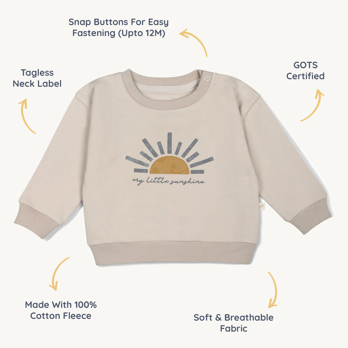 Organic Fleece Sweatshirt - My Little Sunshine - HoneyBug 