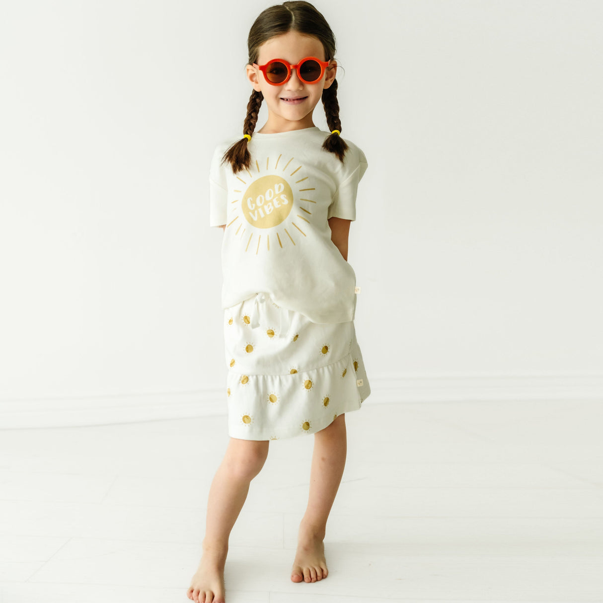 Organic Girls Tee and Skort Outfit - Sunshine - HoneyBug 