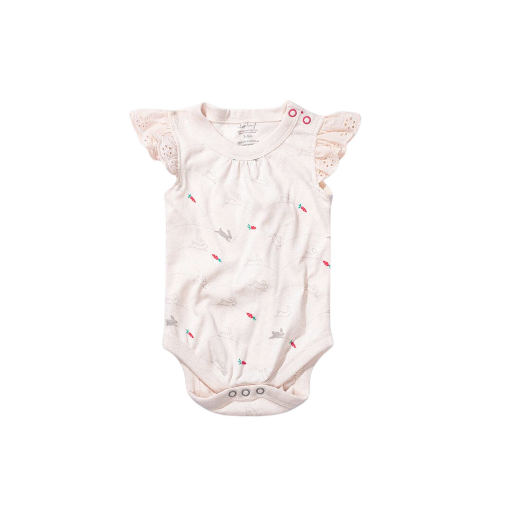 Bunnies Lace Baby Bodysuit - HoneyBug 