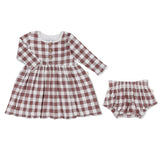 Organic Twirl Dress - Plum Gingham - HoneyBug 