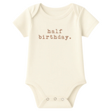 Half Birthday Clay Organic Cotton Baby Bodysuit Short Sleeve - HoneyBug 