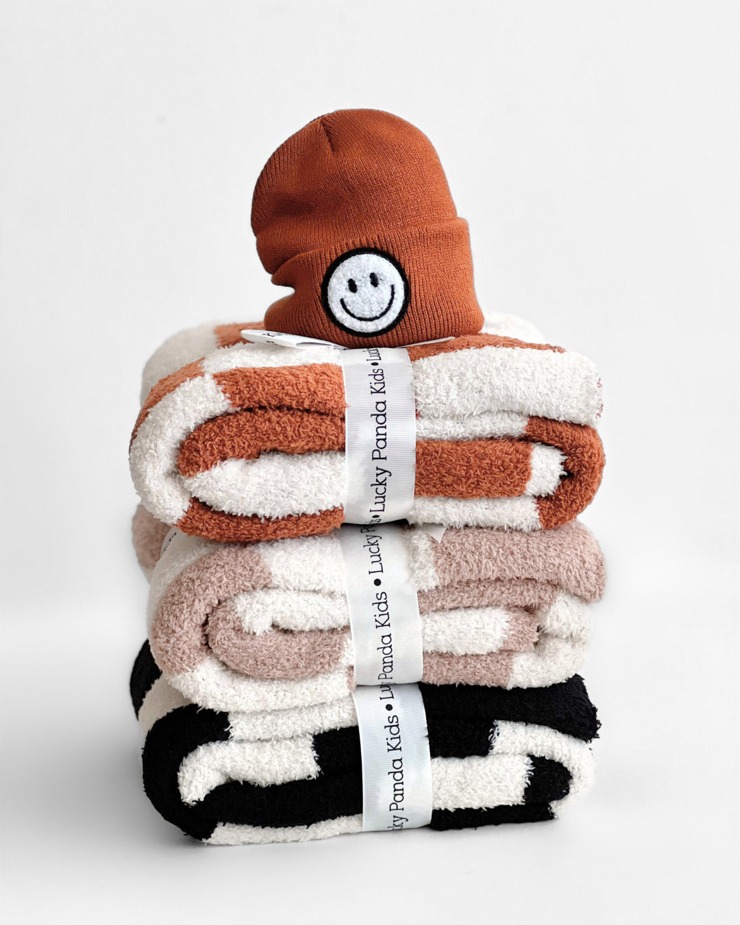 Checkered Plush Blanket | Copper - HoneyBug 