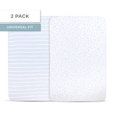 Pack N Play I Portable Crib Sheet Set - Dusty Blue Stars - HoneyBug 
