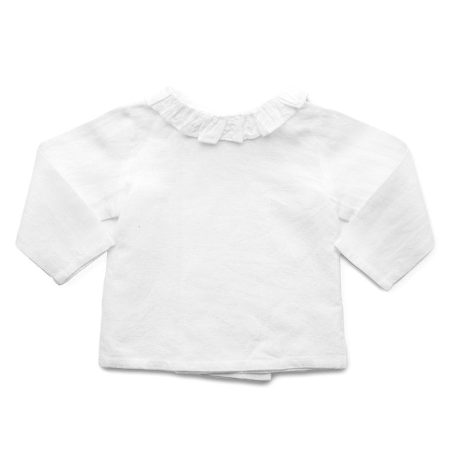 Double button blouse | white linen - HoneyBug 