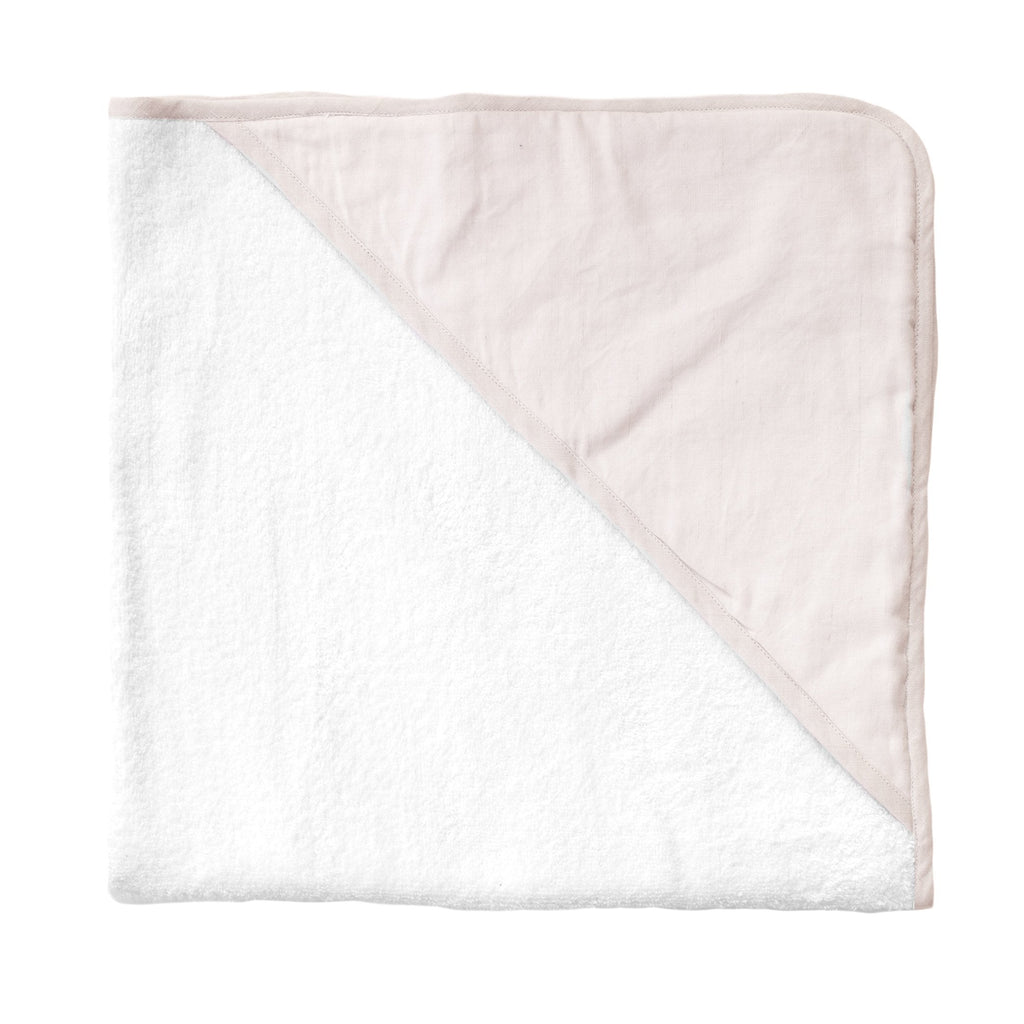 Hooded towel and wash glove | blossom pink linen - HoneyBug 