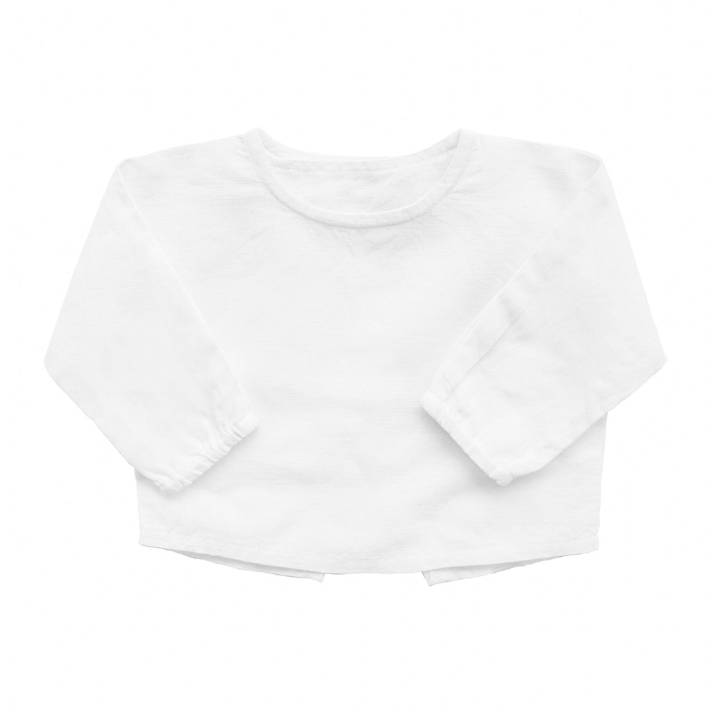 Easter monogram double button shirt | white linen - HoneyBug 