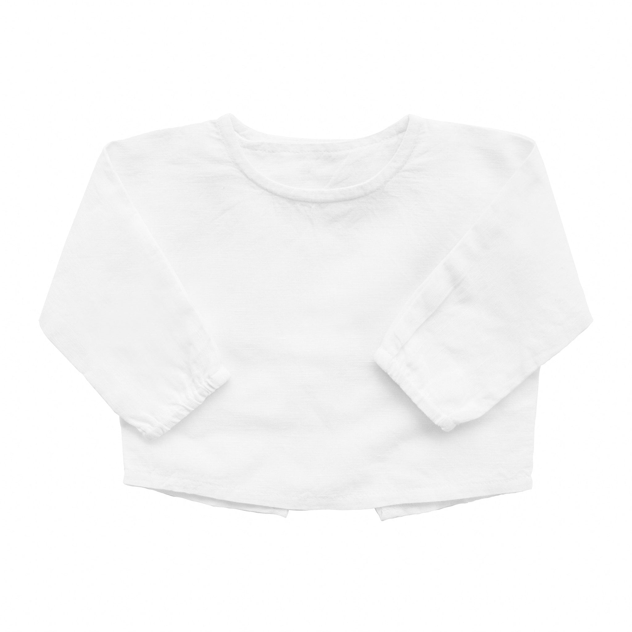 Double button shirt | white linen - HoneyBug 