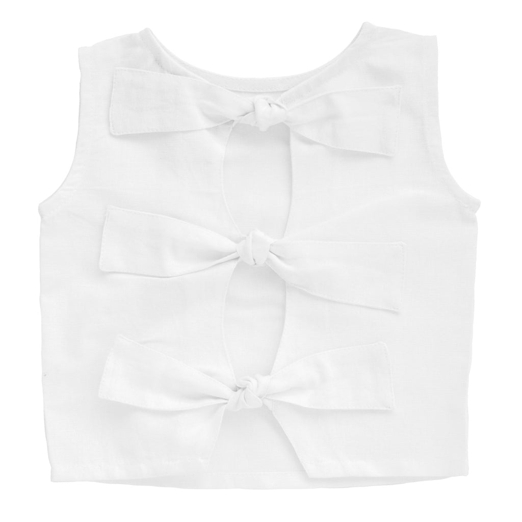 Summer bow blouse | white linen - HoneyBug 