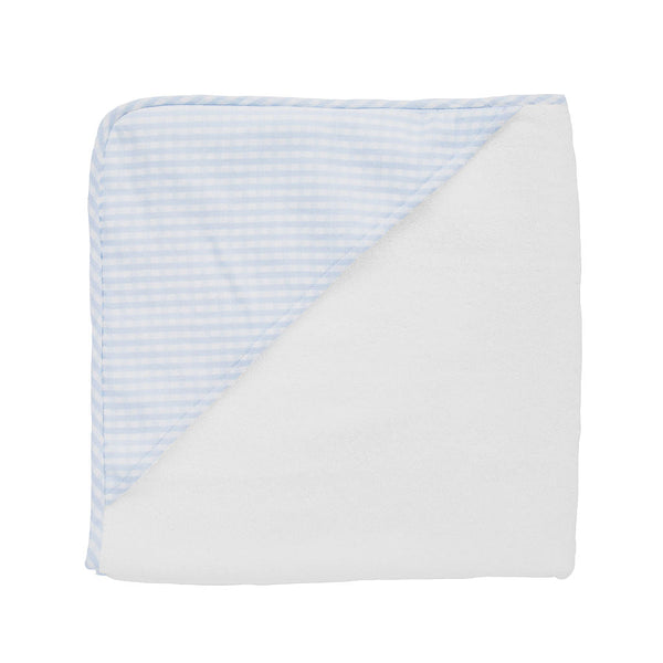 Hooded towel and wash glove | pale blue gingham - HoneyBug 