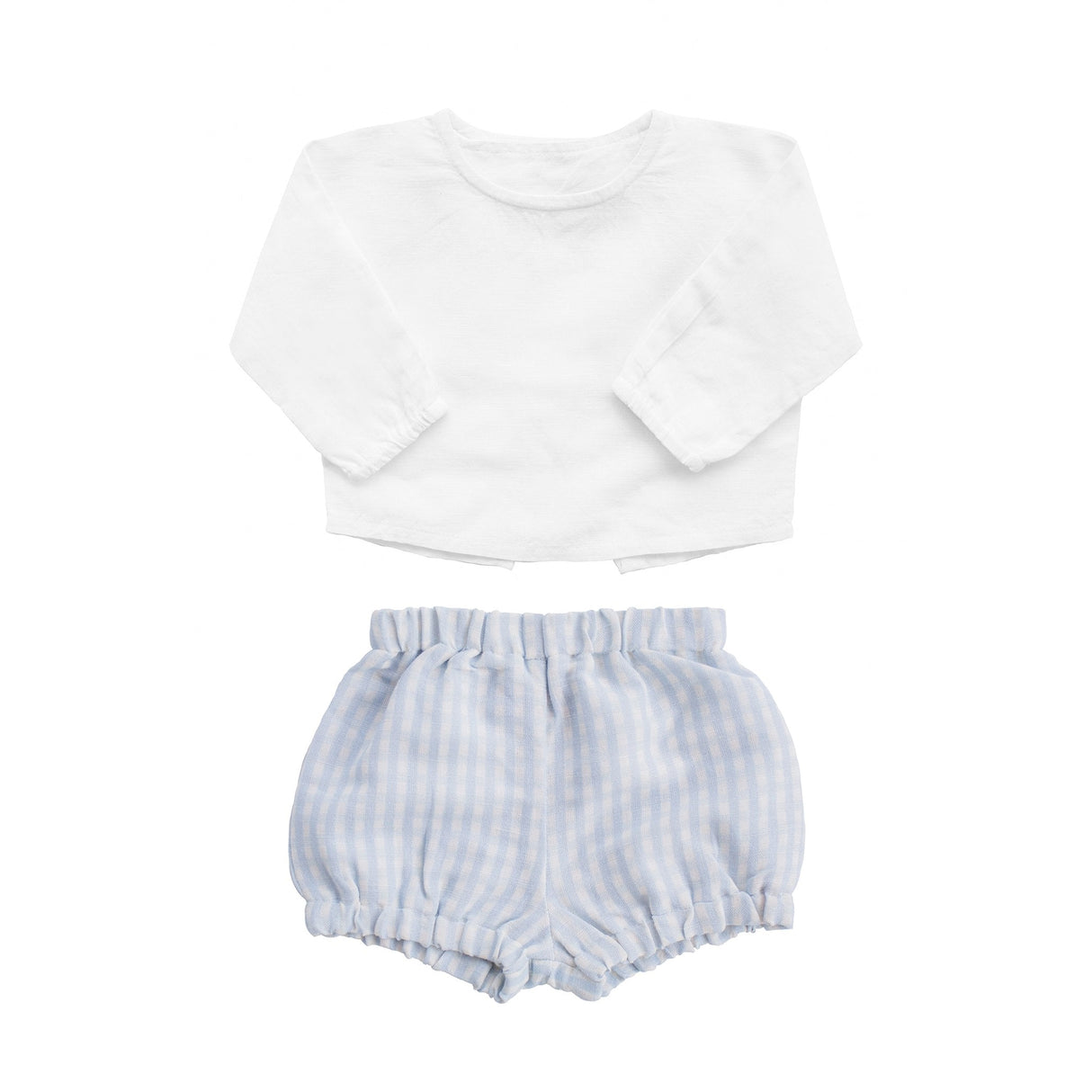 Easter monogram gift set | boys white shirt and pale blue gingham short - HoneyBug 