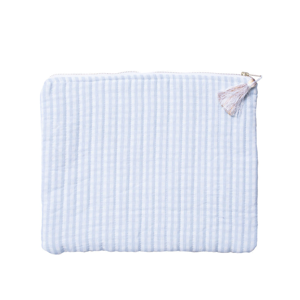 Linen pouch | pale blue gingham - HoneyBug 