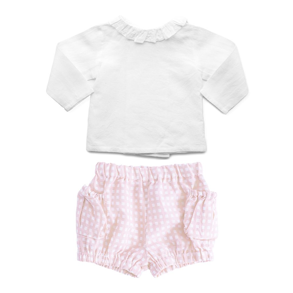 Gift set | double button blouse and dusty pink gingham short - HoneyBug 