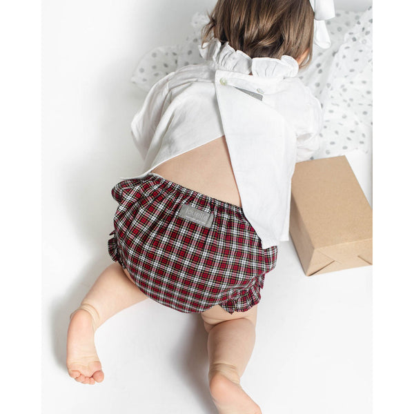 Gift Set Double Button Frill Blouse and Tartan Frill  Bloomer Holiday Set - HoneyBug 