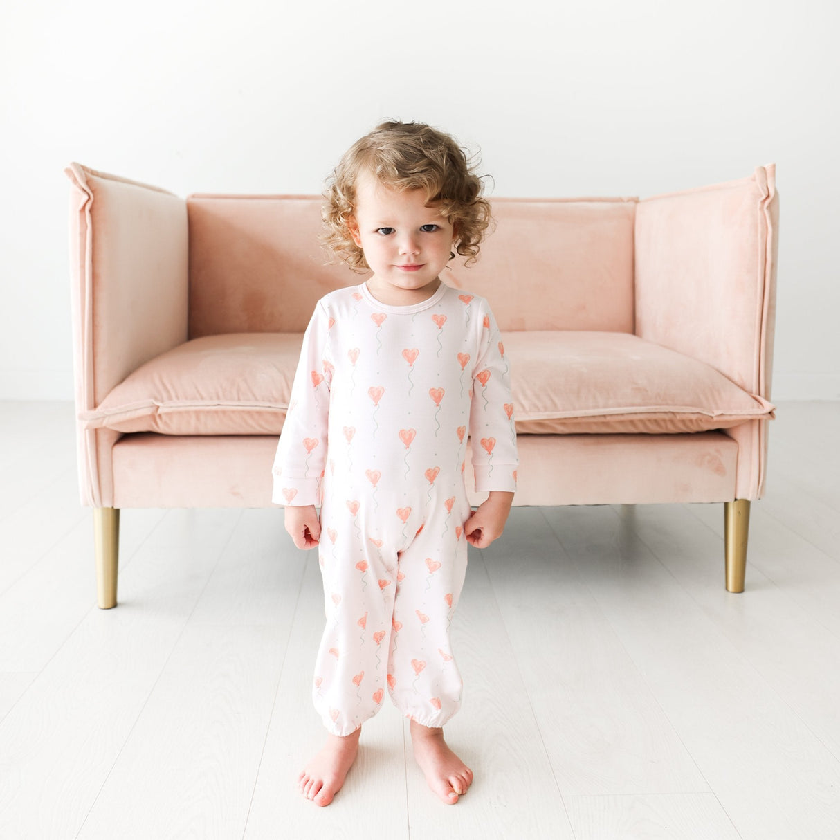 Pink Heart Balloon Romper - HoneyBug 