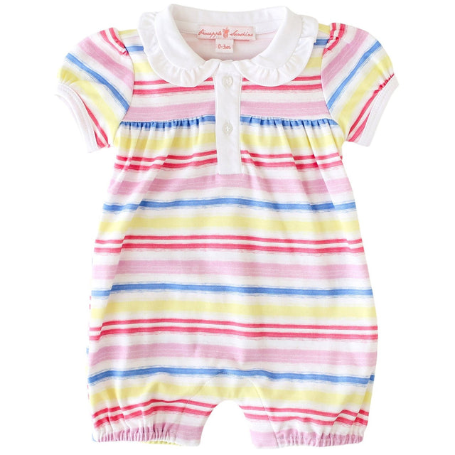 Rainbow Stripe Collared Romper - HoneyBug 