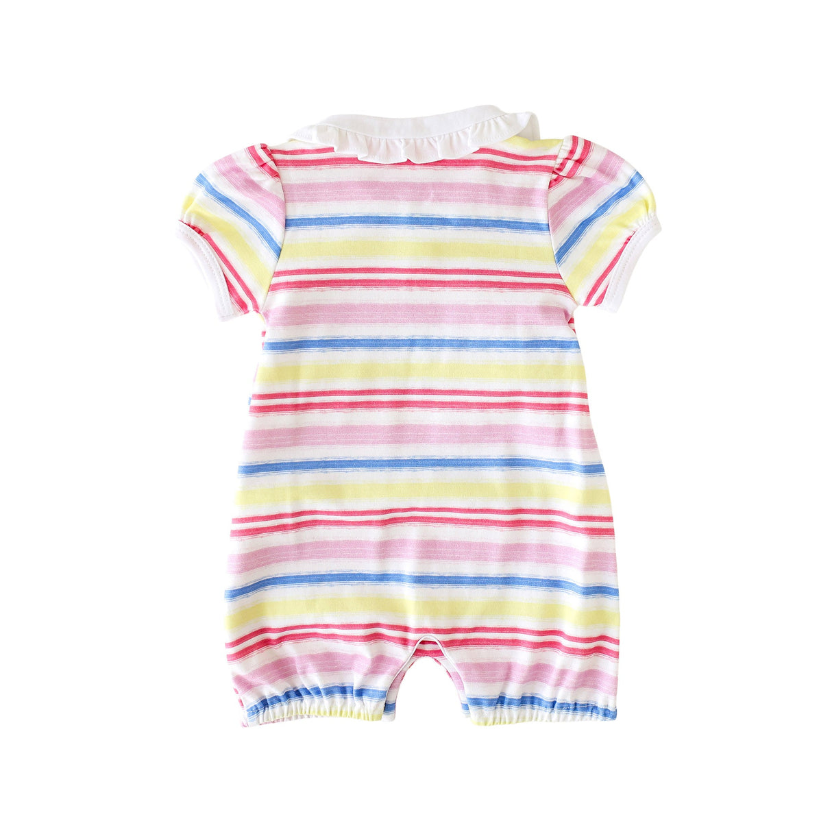 Rainbow Stripe Collared Romper - HoneyBug 