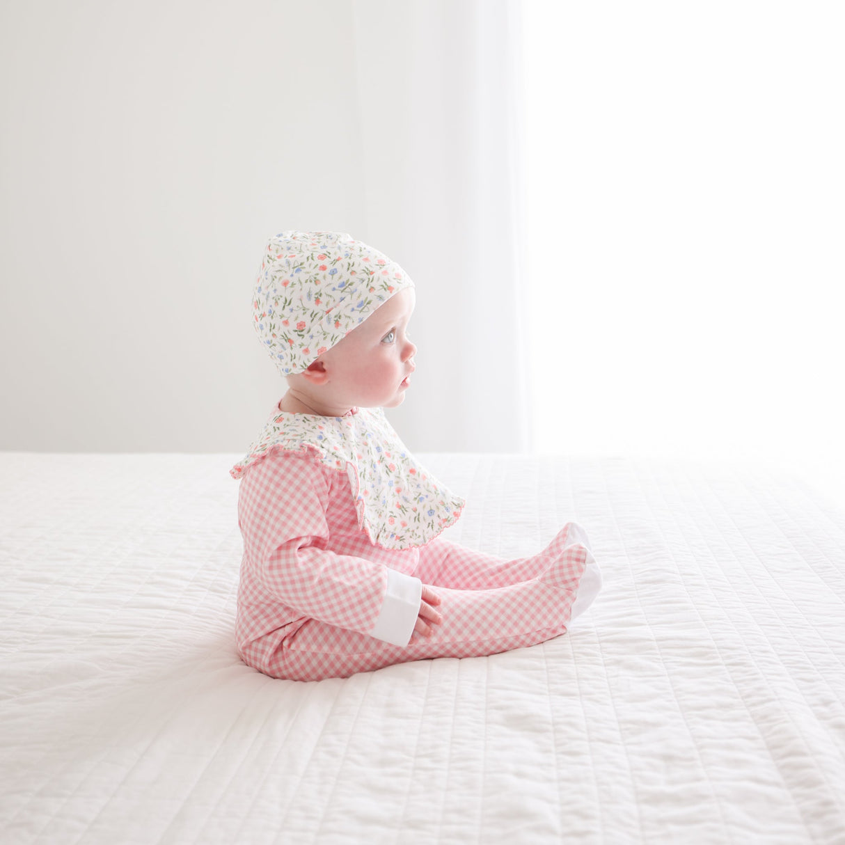 Pink Gingham Zip Footie - HoneyBug 