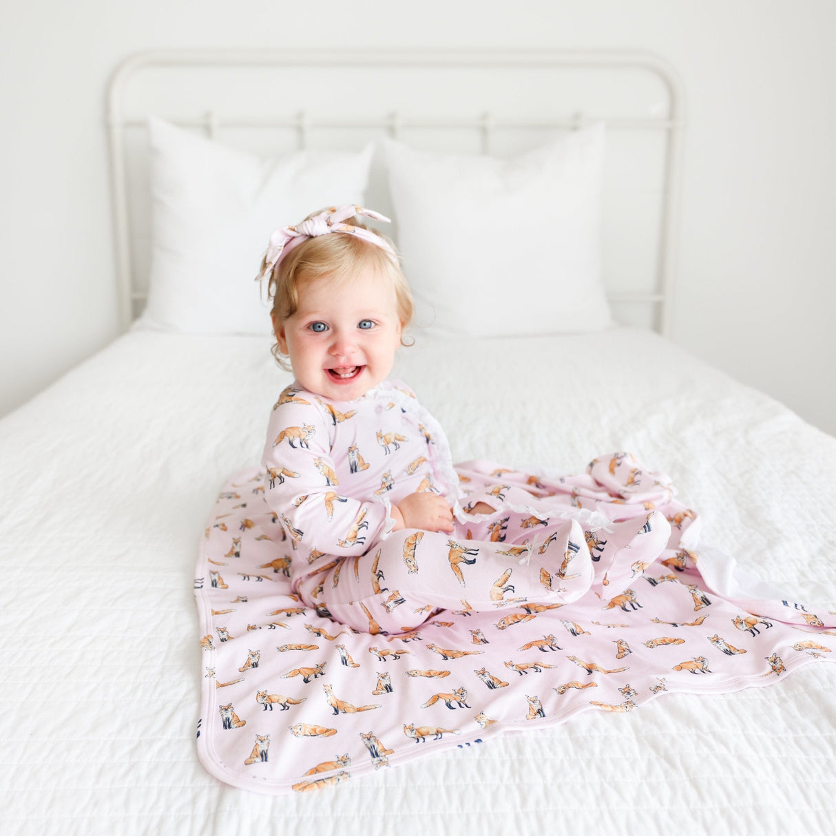 Pink Fox Blanket - HoneyBug 