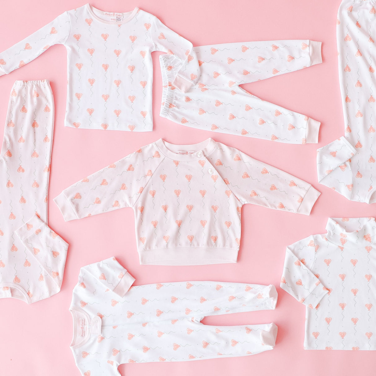 White Heart Balloon Pajama Set - HoneyBug 