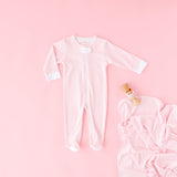 Pink Gingham Zip Footie - HoneyBug 