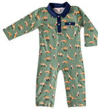 Green Fox Collared Romper - HoneyBug 