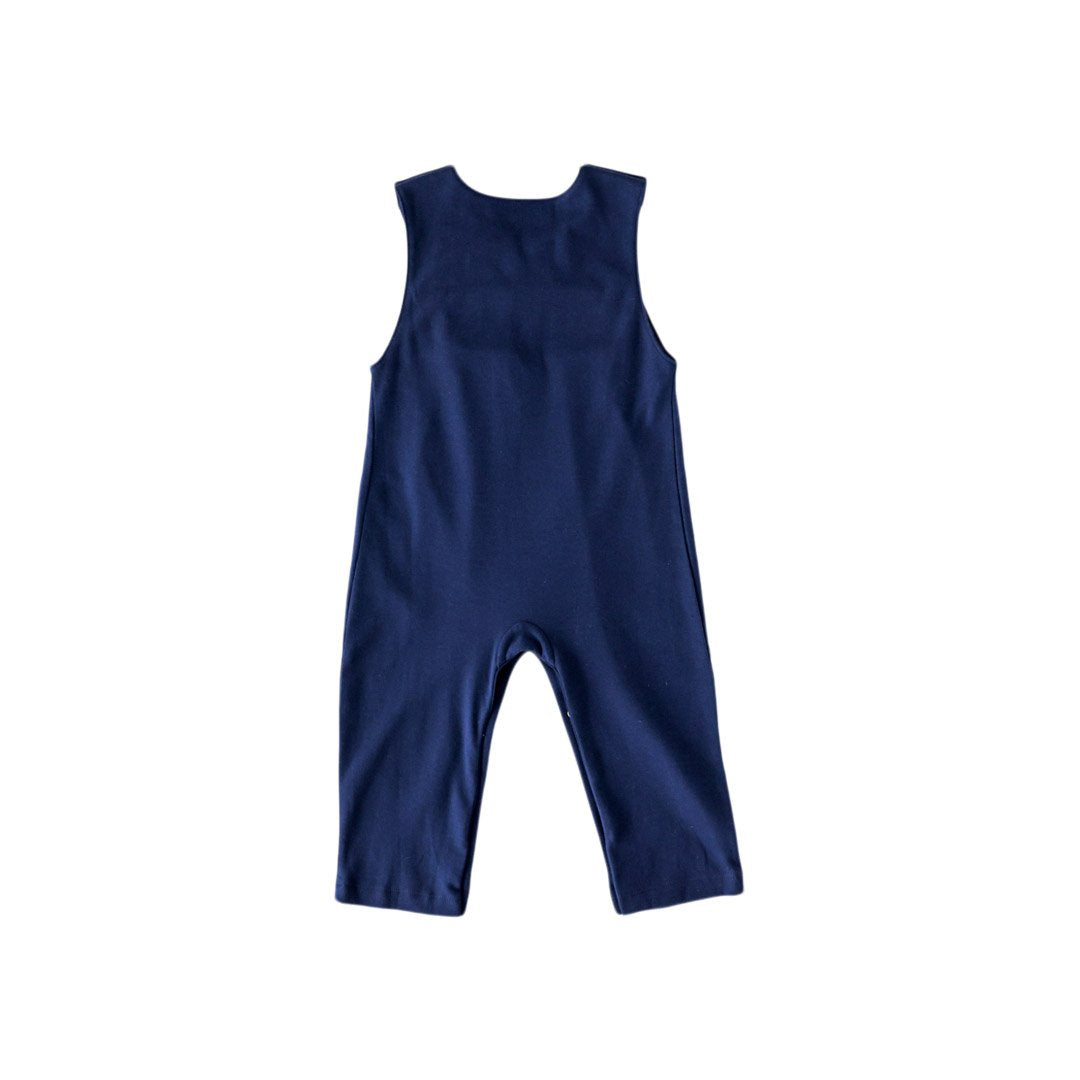 Navy Fox Smocked Romper - HoneyBug 