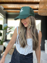 Mother Strong Printed Trucker Hat - Forest Green - HoneyBug 