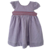 French Pinstripe Smocked Dress - HoneyBug 