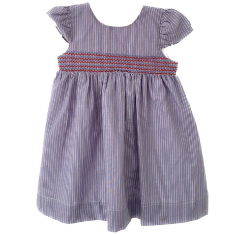 French Pinstripe Smocked Dress - HoneyBug 