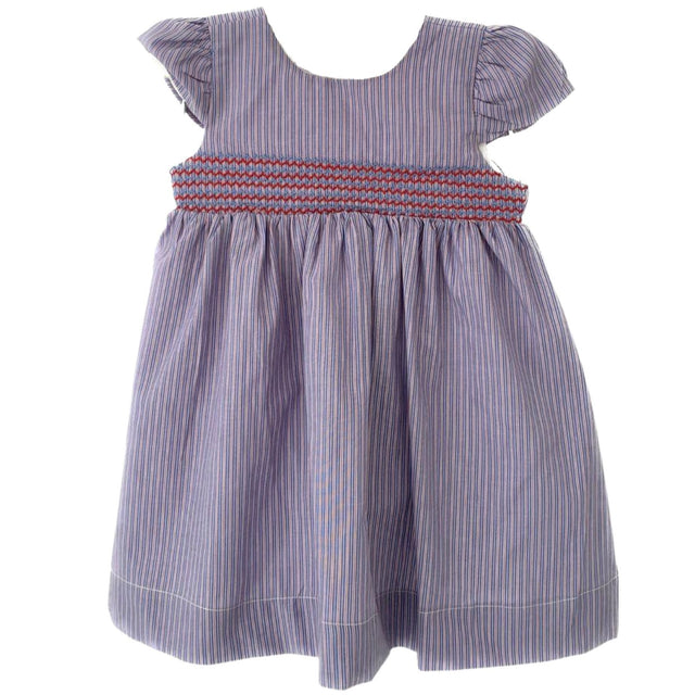 French Pinstripe Smocked Dress - HoneyBug 