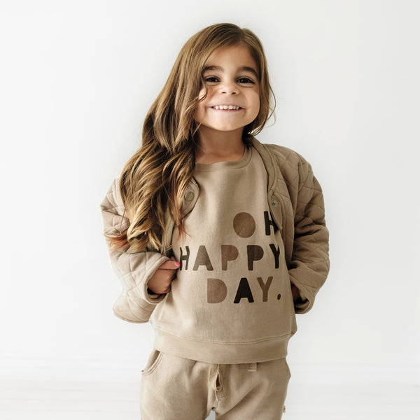 Organic Graphic Sweatshirt - Happy Day - HoneyBug 