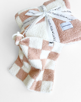 Checkered Plush Lovey | Latte - HoneyBug 