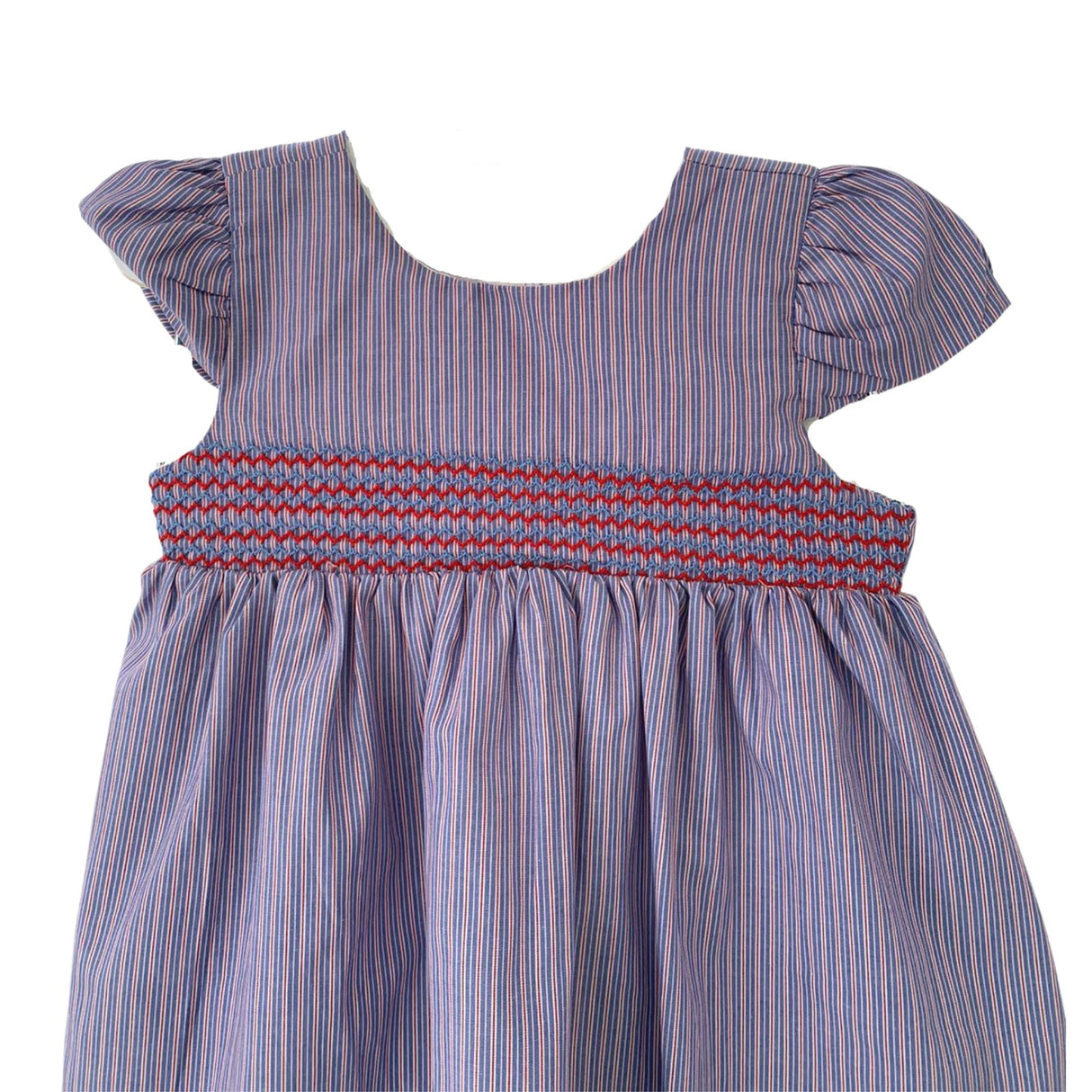 French Pinstripe Smocked Dress - HoneyBug 