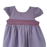 French Pinstripe Smocked Dress - HoneyBug 