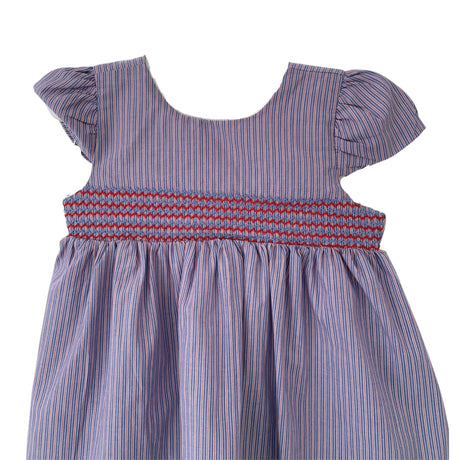 French Pinstripe Smocked Dress - HoneyBug 