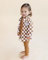 Cotton Shacket | Smiley Checkered Copper - HoneyBug 