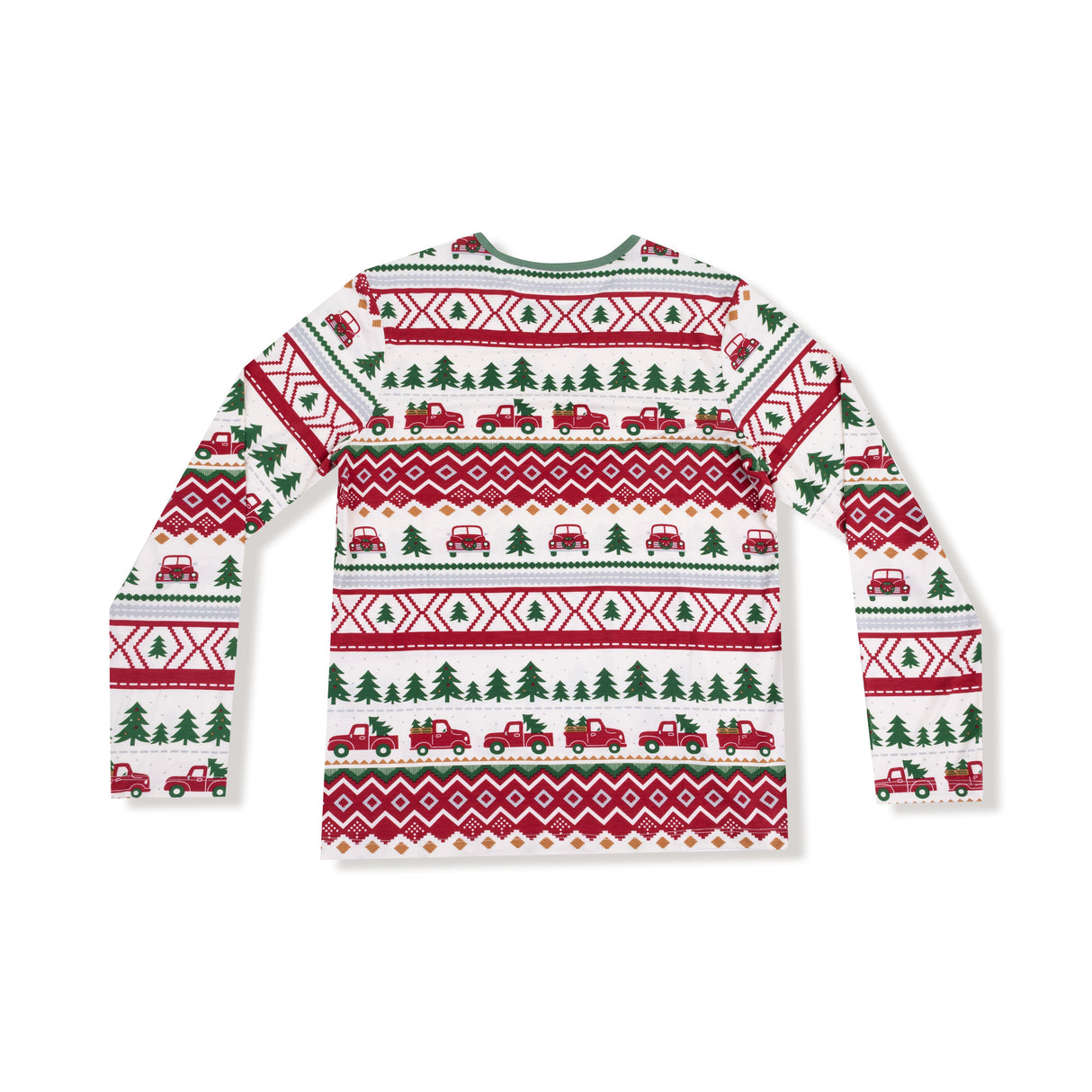 Adult Long Sleeve Top - Red Truck Fair Isle - HoneyBug 