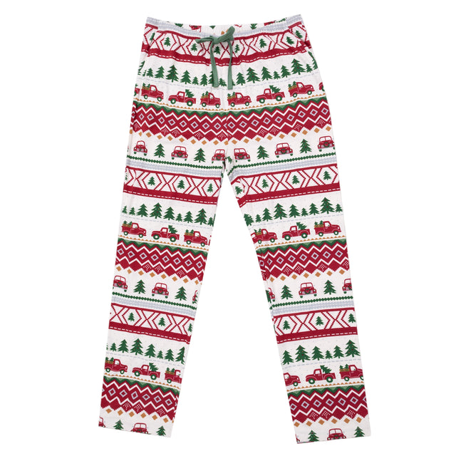 Adult Bottom with Pockets - Red Truck Fair Isle - HoneyBug 
